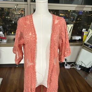 Boho Chic Coral Lace Kimono